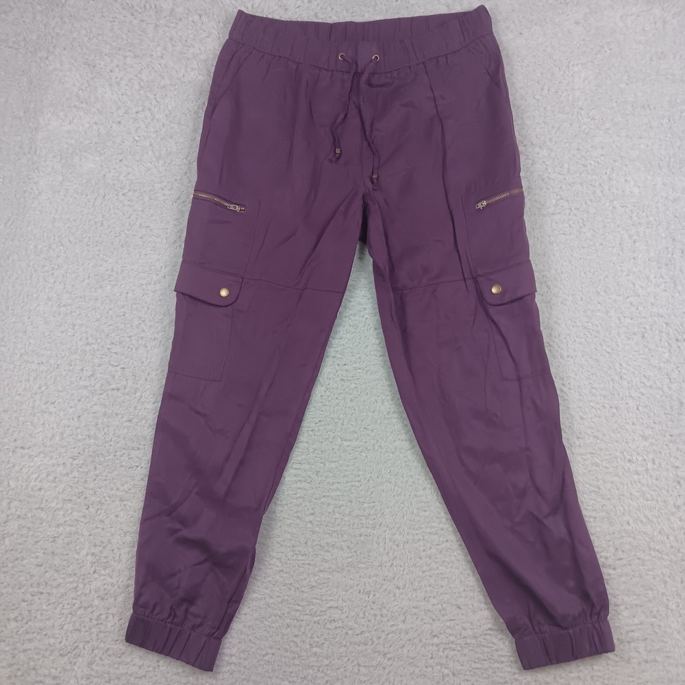 Banana Republic Soft Cargo Jogger Pant Women M Purple Lyocell Utility 536089-28